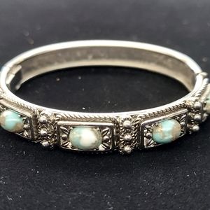 Turquoise and silver bangle